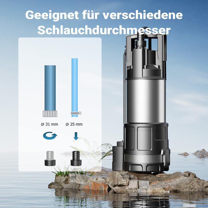 Produktbild Wiltec Tauchpumpe Trockenlaufschutz Schwimmerschalter 1200W Brunnenpumpe 6000l/h (Durchlaufpumpe)