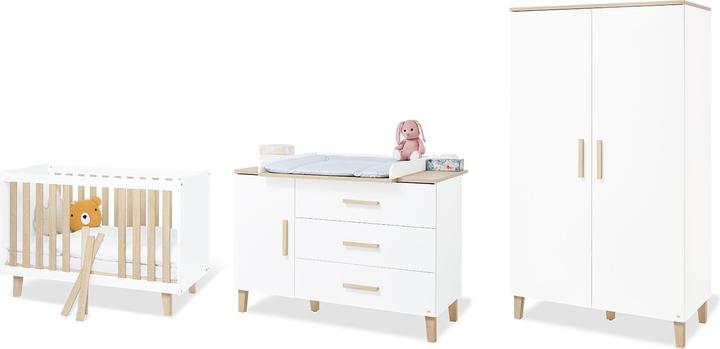 Produktbild Pinolino Kinderzimmer-Set „Lumi” extrabreit mit kleinem Kinderbett, 3-tlg. (Wickelkommode)