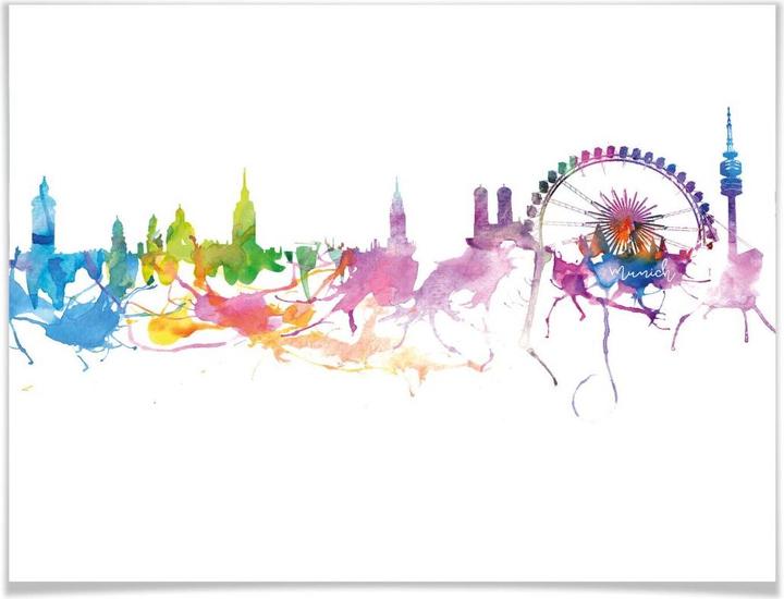 Produktbild Trenddeko München Aquarell Skyline (40 x 30 cm)