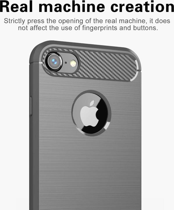 Immagine prodotto Cadorabo TPU Ultra sottile in acciaio inossidabile al carbonio Combi Cover (Apple iPhone 7)
