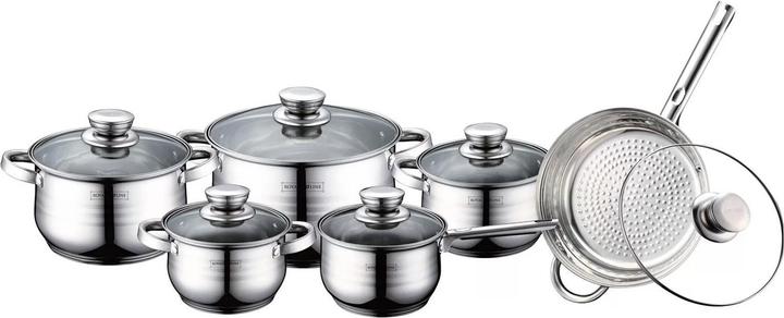 Immagine prodotto Royalty Line RL-1231 - Set di pentole con coperchi in vetro, 12 pezzi (24 cm, Set di pentole e padelle da cucina, Acciaio inossidabile)