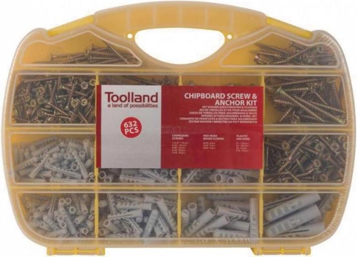 Toolland Spannplattenschrauben und Dübel-Set (632 Schrauben pro Stück)