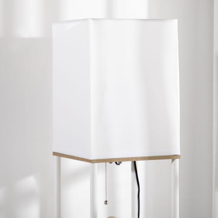 Produktbild Swisshandel24 Standleuchte, Deckenfluter, mit Regalen, Metallrahmen, Stoffschirm, 26x26x159cm, Weiss/Braun (E27)