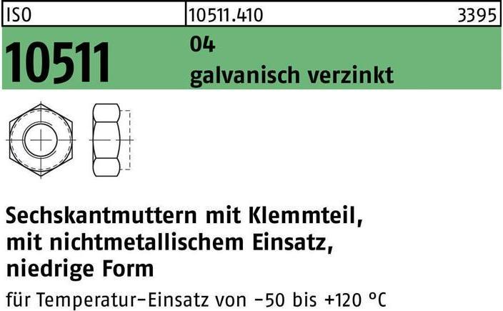 Actual product image Hexagon nut ISO 10511 w.clamping part M 36 free cutting steel galvanised (M36)