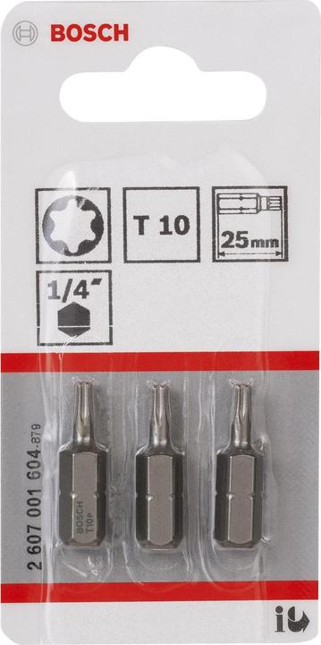 Produktbild Bosch Professional Zubehör Schrauberbit Extra-Hart T10, 25 mm, 3er-Pack (T10)