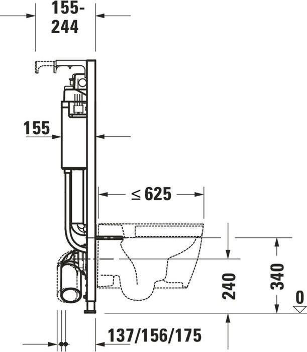 Image du produit Duravit Elément pour WC suspendu DURASYSTEM 500x1148mm, chasse d'eau hygiénique, construction sèche