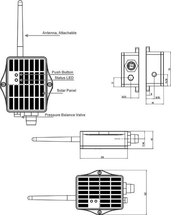 Actual product image Dragino D23-LS LoRaWAN 3-channel temperature sensor Node 868Mhz with Solar