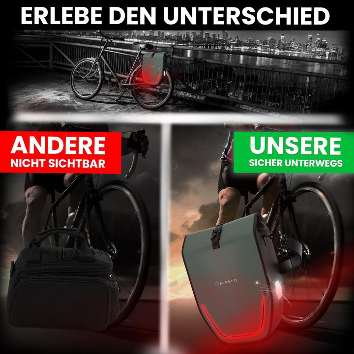 Actual product image Eloneo Waterproof panniers with LED (20 l, Luggage carrier bag)