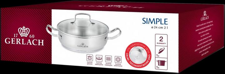 Actual product image Gerlach SIMPLE pot with lid 24cm 2L niski 332M (Pan set + pot set, Stainless steel)