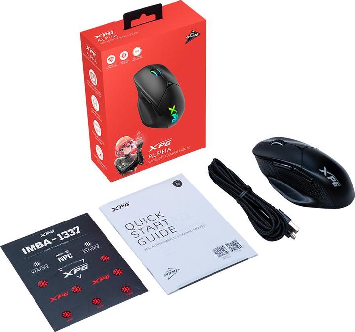 Actual product image XPG ALPHA WIRELESS mouse Right-hand RF Wireless + Bluetooth + USB Type-C Optical 16000 DPI (Wireless)