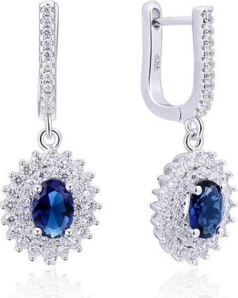 Beneto Dazzling silver earrings withue zircons AGUC2247 (L)