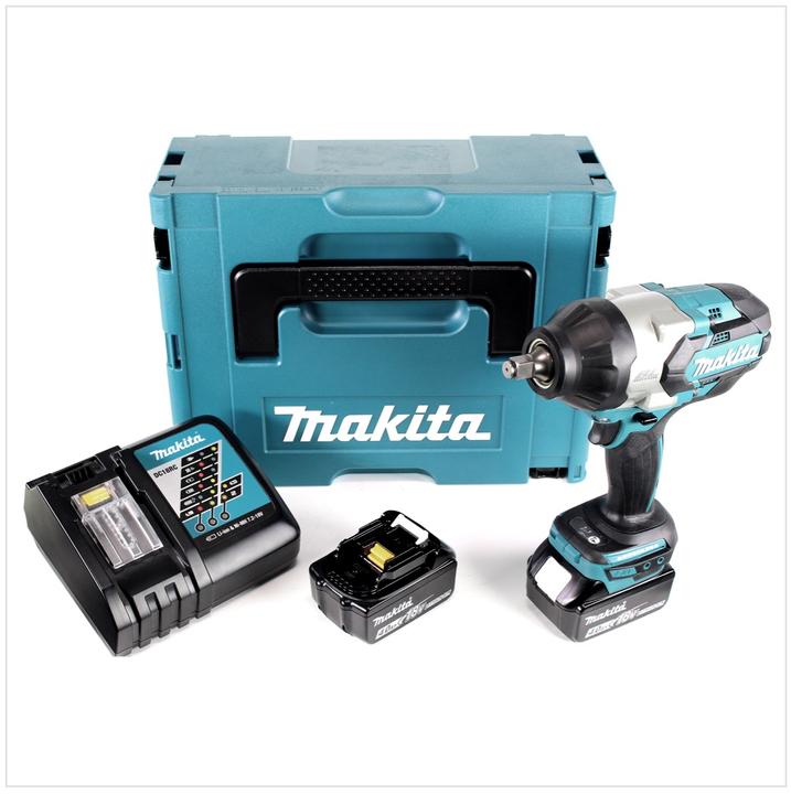 Actual product image Makita DTW 1002 RMJ 18 V Cordless Impact Wrench Brushless Li-Ion + Makpac Case + 2 x Batteries (Rechargeable battery operated)