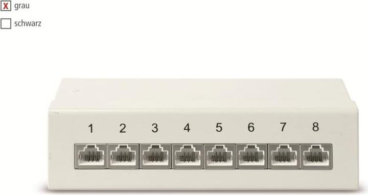 Produktbild Red4Power CAT.5e Patchpanel R4-N107G, 8-fach, grau