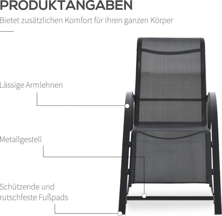 Produktbild Outsunny 2er Set Gartenliegen mit Tisch (169 cm)