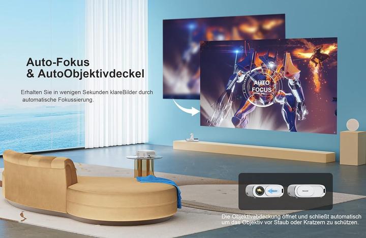 Produktbild Jimveo 4K Smart Beamer E30 mit Auto-Fokus & WiFi6 (4K, 800 lm)