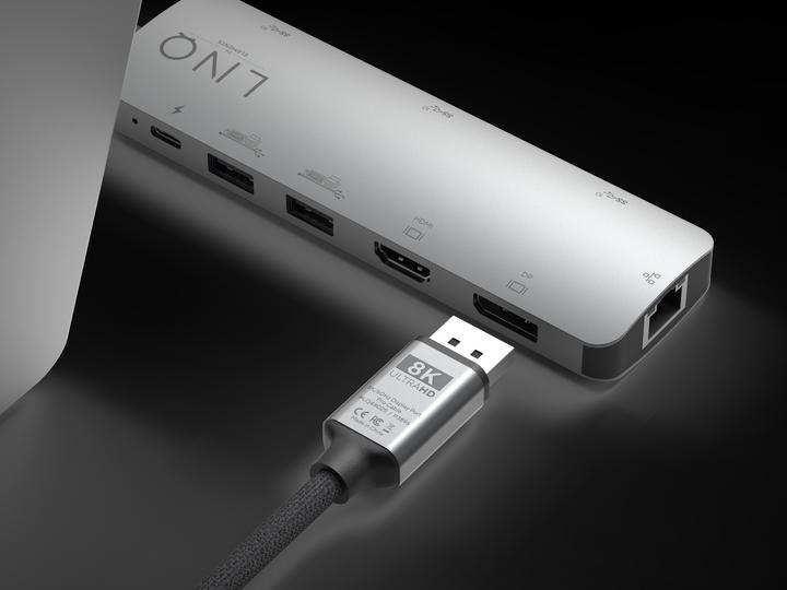 Actual product image LINQ Connects DisplayPort male -> DisplayPort male LQ48025 grey (2 m, DisplayPort)