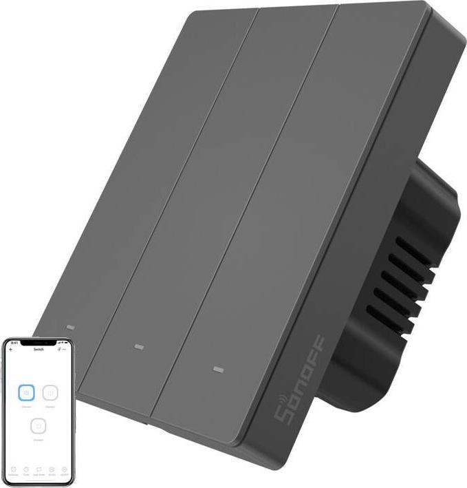 Image du produit Sonoff Smart 3-Channel Wi-Fi Wall Switch Black (M5-3C-80)