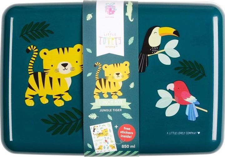 Produktbild A Little Lovely Company Lunchbox Tiger SBJTGR14 petrol 18x6x12cm