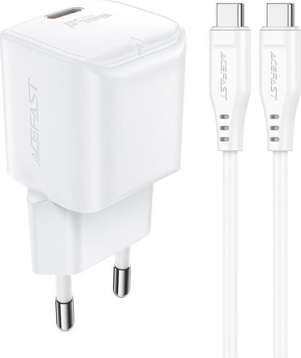 Produktbild Acefast A73 Mini PD 20W GaN-Wandladegerät + USB-C-Kabel – Weiss (20 W)