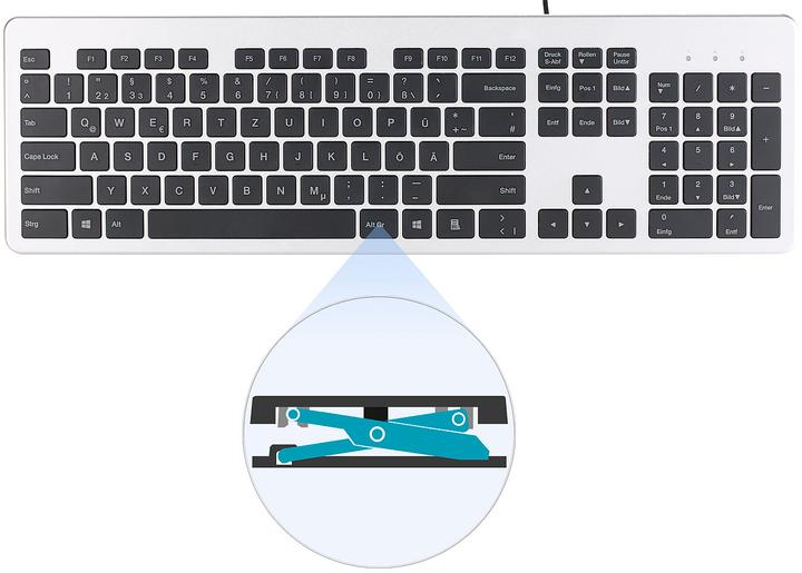 Image du produit GeneralKeys Clavier complet USB, super mince avec touches ciseaux (DE, Filaire)