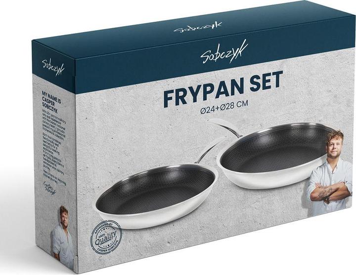 Productafbeelding Sobczyk Hybride pannenset - Stål/sort - 24 cm & 28 cm (28 cm, Kookpotten en pannenset, Staal)