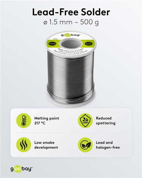 Produktbild Goobay Lötzinn bleifrei, ø 1,5 mm, 500 g (Lötspulenkit)