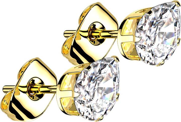 Star Piercing Ohrstecker vergoldet mit Tropfen Kristall silber (ohne Messing, Chirurgenstahl 316L)