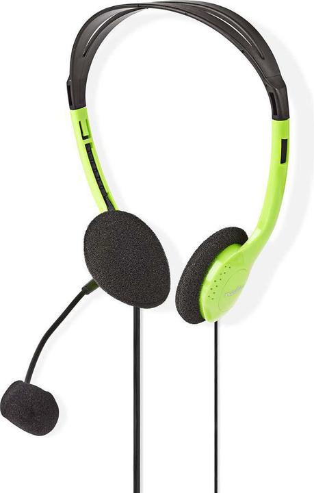 Actual product image Nedis PC Headset | On Ear | Stereo | 2x 3.5 mm | Foldable Microphone | 2.00 m | Green (Cable)