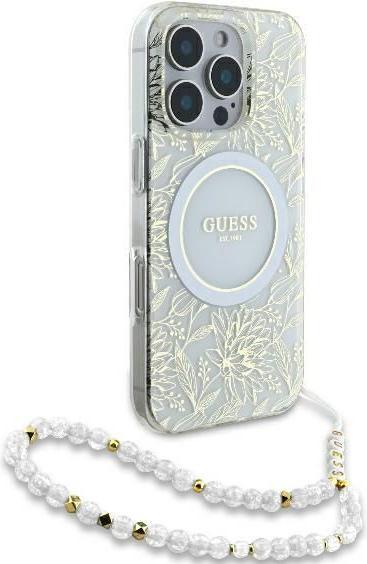 Immagine prodotto Guess GUHMP16XHCPOFPH Custodia rigida per iPhone 16Pro Max 6,9" biały/bianco IML Flowers Allover Electro (Apple iPhone 16 Pro Max)