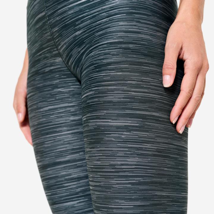 Image du produit Domyos Legging de fitness taille haute femme, imprimé gris chiné