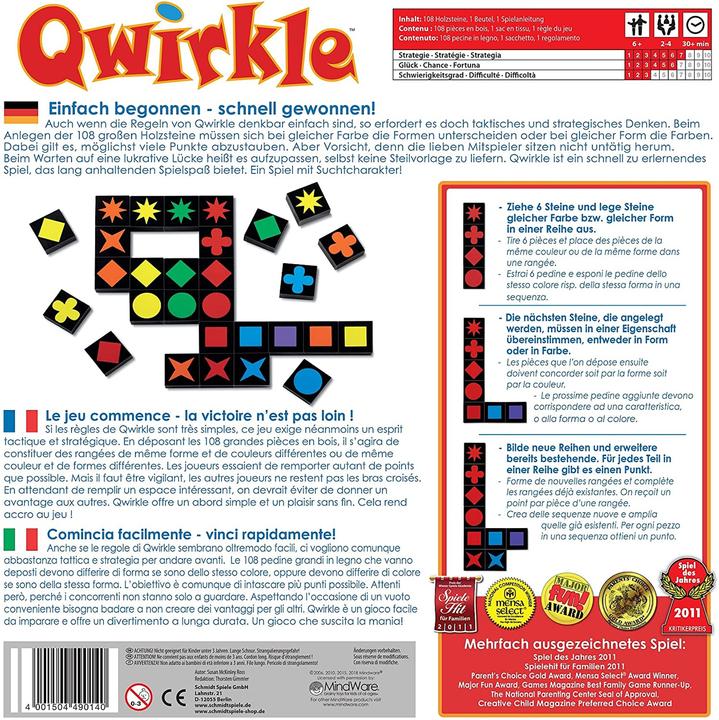 Actual product image Schmidt Spiele Qwirkle (German, French, Italian)