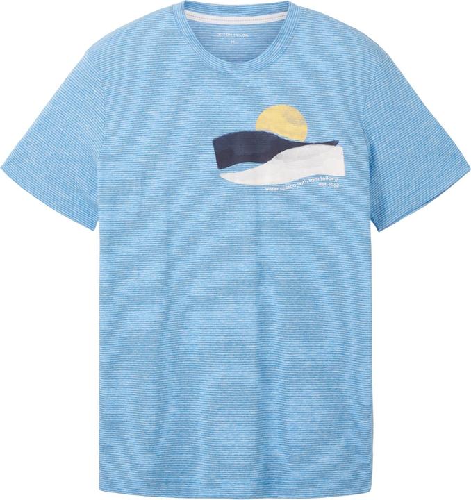 Tom Tailor T-Shirt Gestreiftes Kurzarmshirt mit Rundhalsausschnitt und Foto-Print
