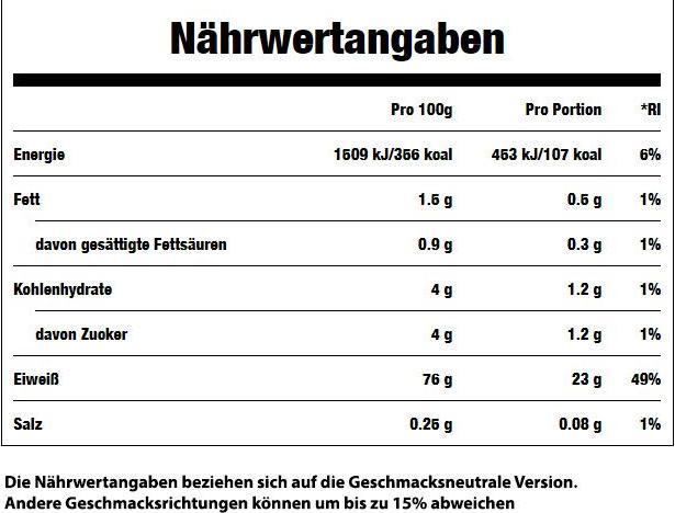 Valeurs nutritives et ingrédients MyProtein Caséine micellaire (Vanille, 1 pcs, 1000 g)