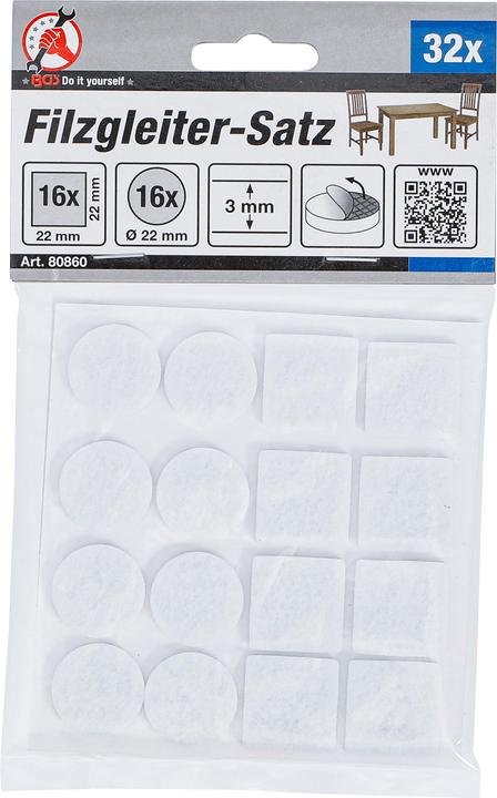 Productafbeelding BGS Vilten glijderset | wit | 32 st. (Vilten glijders, 32 Stuk)