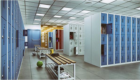 Produktbild eurokraft basic Schliessfachschrank mit Drehriegel für Vorhängeschloss, 10 Fächer (80 cm, 180 cm)