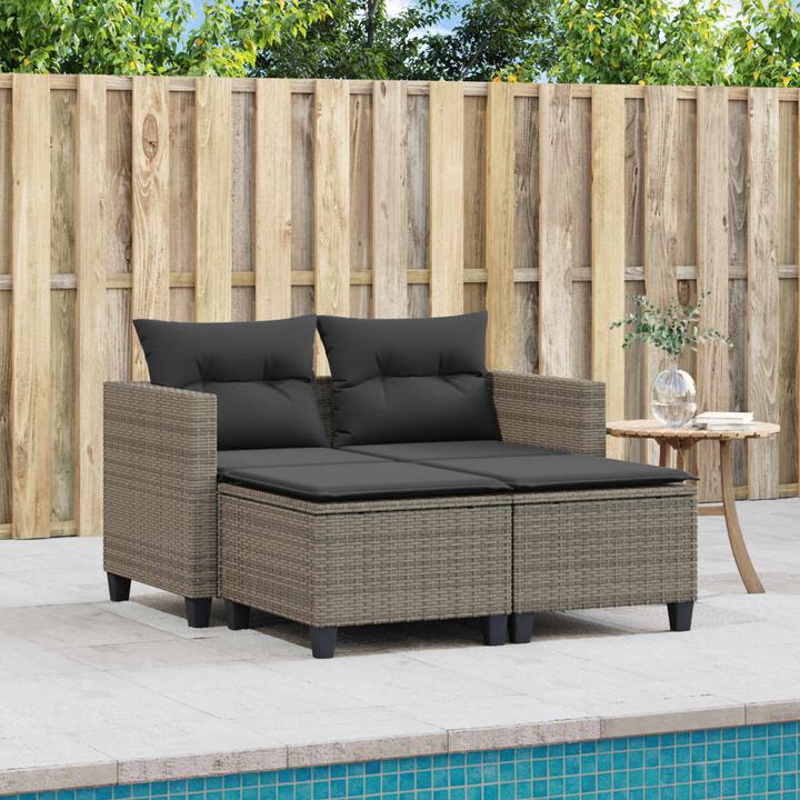 Image du produit VidaXL Canapé de jardin 2 places avec poufs