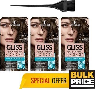 Actual product image Schwarzkopf Gliss Color Hair Dye 6-16 Cool Pearl Brown (6-16 Cool Pearl Brown)