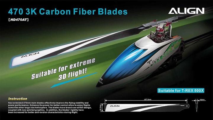 Produktbild Align 470 3K Carbon Hauptrotorblätter