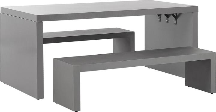 Produktbild Beliani Gartenmöbel Set U-Form Beton grau Tisch mit 2 Bänken TARANTO (180 cm)