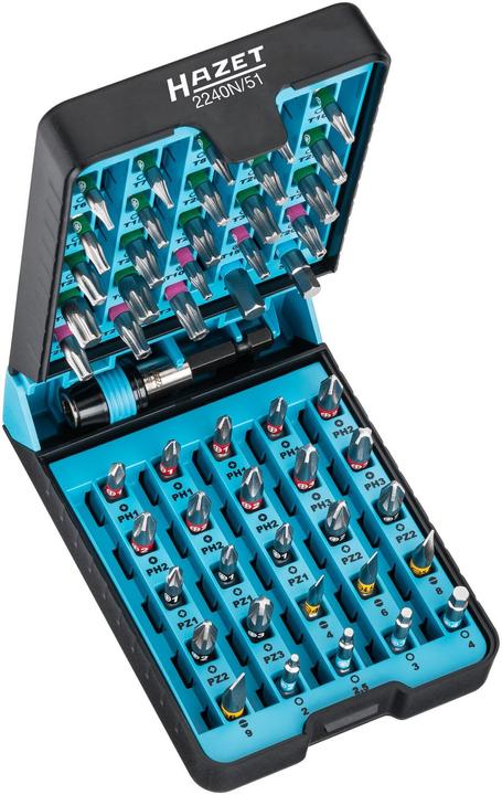 Actual product image HAZET Screwdriver bit set 2240N/51 ∙ Hexagon, solid 6.3 (1/4 inches) ∙ Pozidriv profile PZ, Cross r… (6.3 mm)