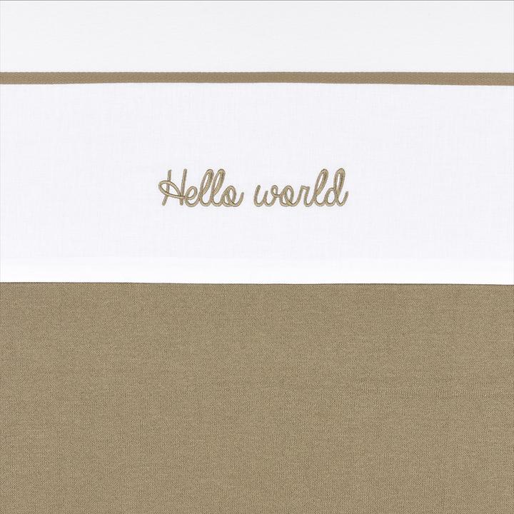 Actual product image Meyco Baby Hello World Bed Sheet Large - taupe (100 x 150 cm)