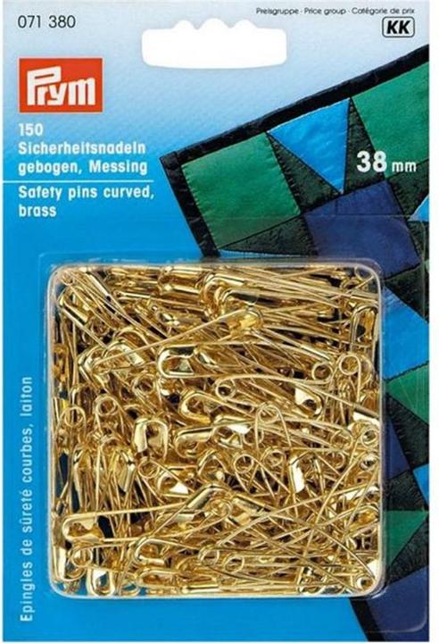 Produktbild Prym Sicherheitsnadeln Messing gebogen, gold Nr. 2, 38 mm, Karte 150 Stk.