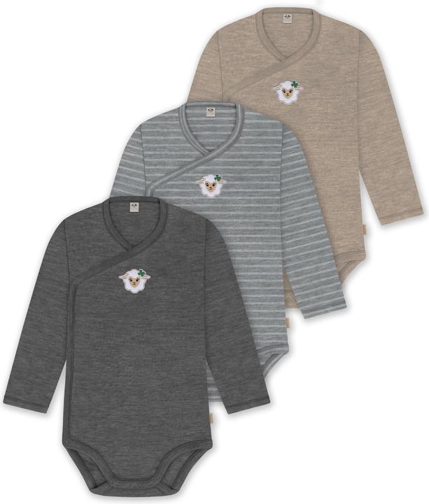 Image du produit Normani Lot de 3 body bébé emmailloté manches longues body Toddler en laine mérinos - 9357 (62)
