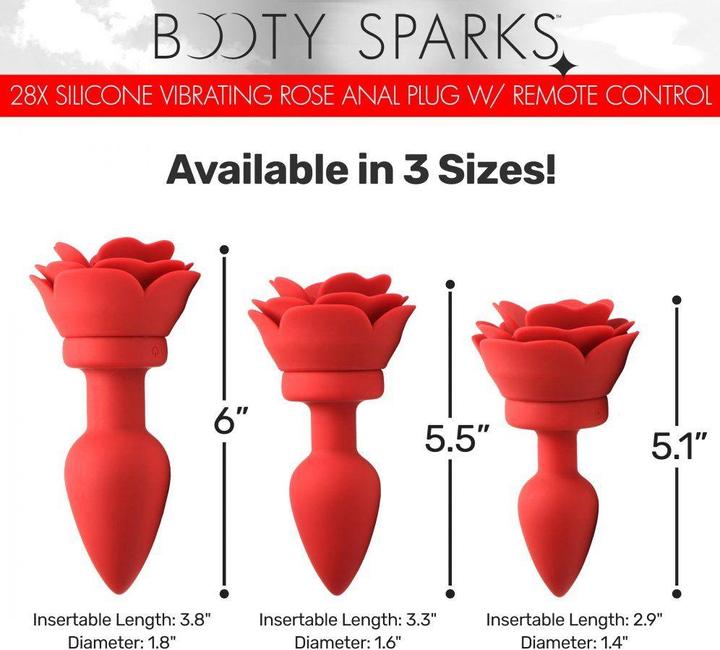 Actual product image XR Brands Vibrating Rose Anal Plug with Remote - Small