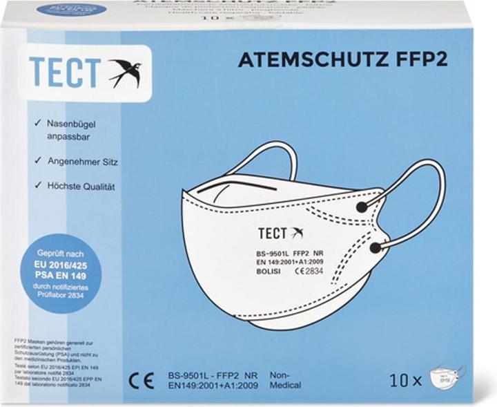 Immagine prodotto Tect Respiratore pieghevole FFP2 (FFP2, 10 x)