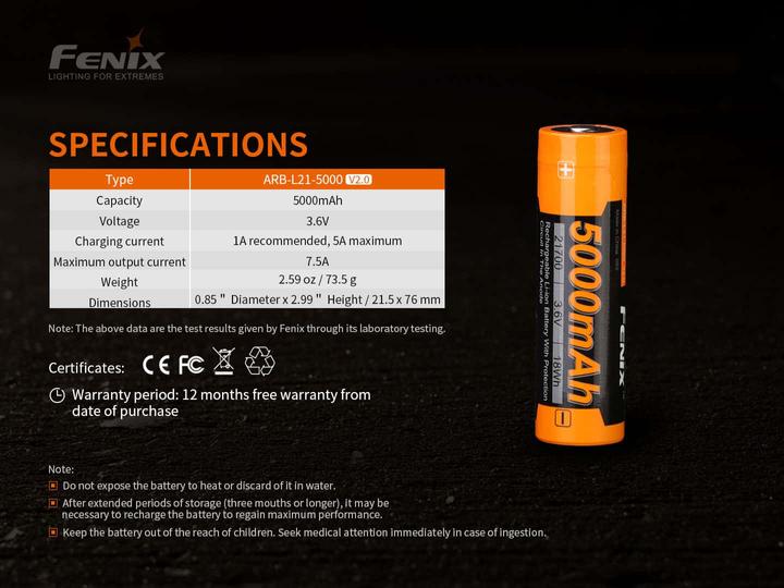 Actual product image Fenix Akku für TK22 und PD36R