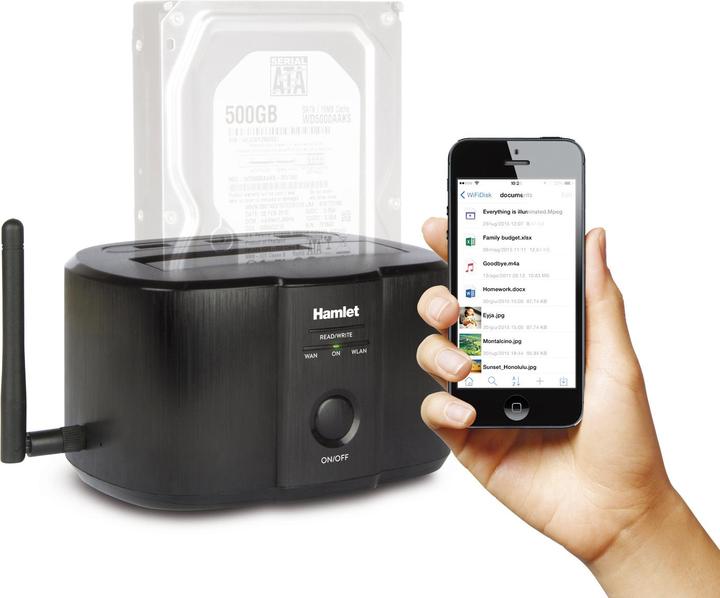 Productafbeelding Hamlet Wi-Fi dockingstation voor 2,5" of 3,5" sata harde schijven (1 Havens)