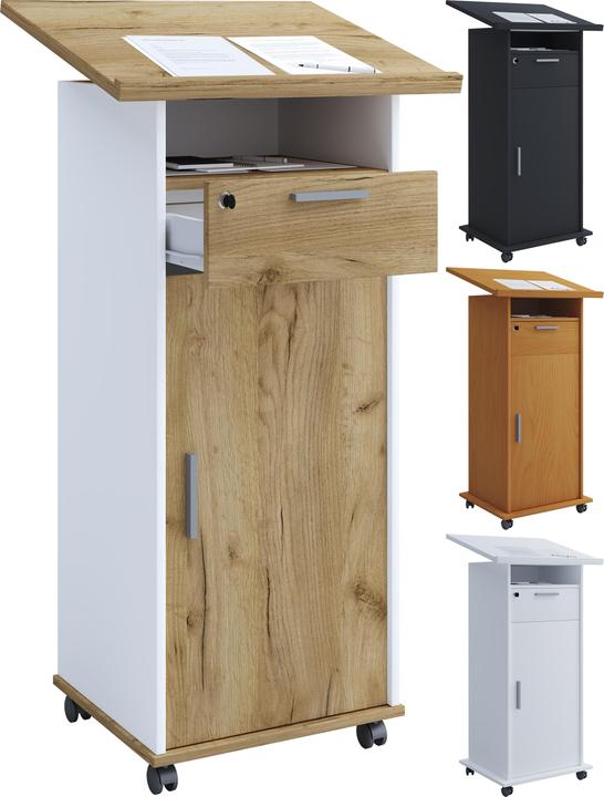 Produktbild VCM Stehpult Rednerpult Meeta mit Rollen Drehtür (60 x 50 x 120 cm)