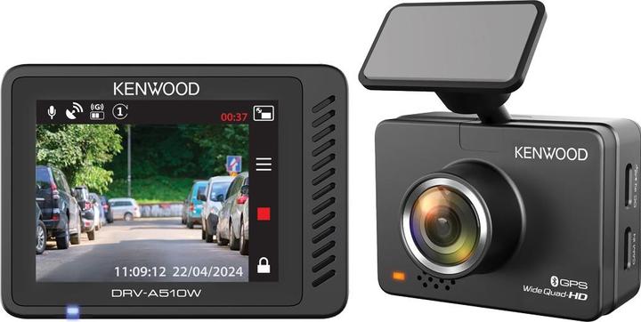 Actual product image Kenwood DRV-A510W 2K WQHD DashCam 12/24V/GPS/WiFi/App (Built-in display, Wi-Fi, GPS receiver, Accelerometer, Built-in microphone, 2K)