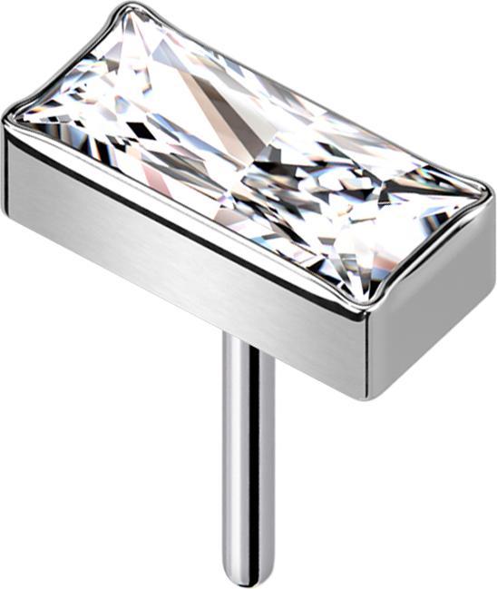 Star Piercing Threadless rechteck silber Kristall silber (ohne MessingTitan G23, ohne MessingChirurgenstahl 316L)